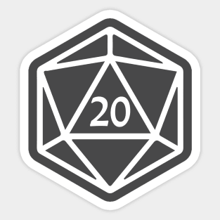 DnD - Natural 20 D20 White Sticker